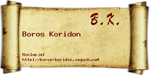 Boros Koridon névjegykártya
